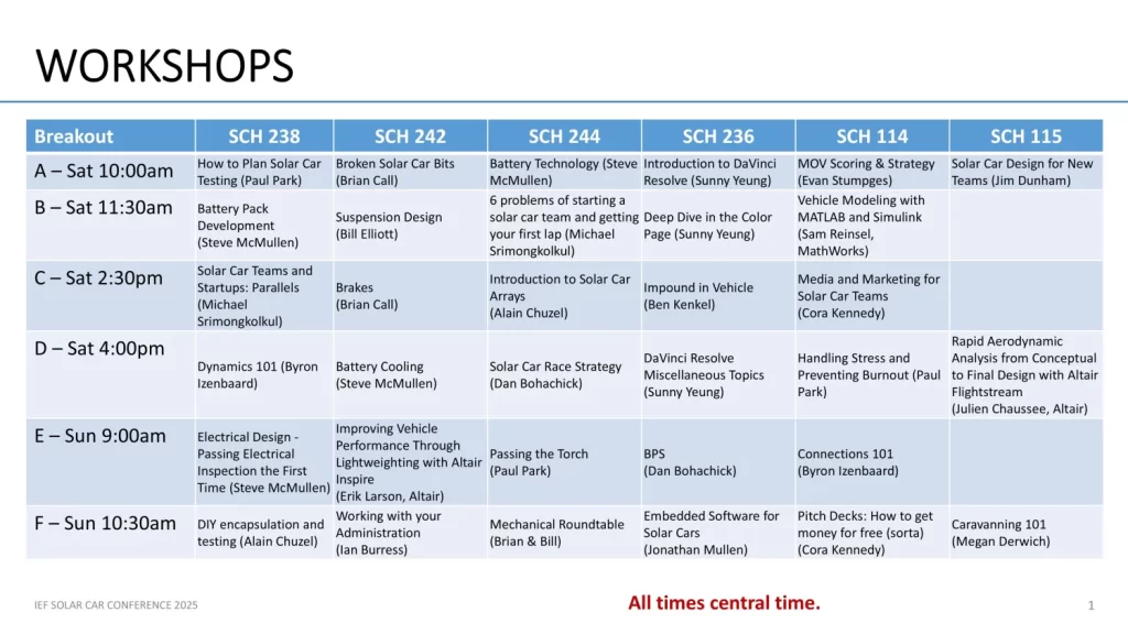 2025 Conference Schedule Grid